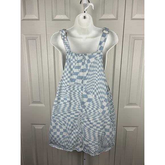 Tinseltown Bib Dress Light Denim Checkered Women’s XL Pockets Skater Y2K - Picture 4 of 8